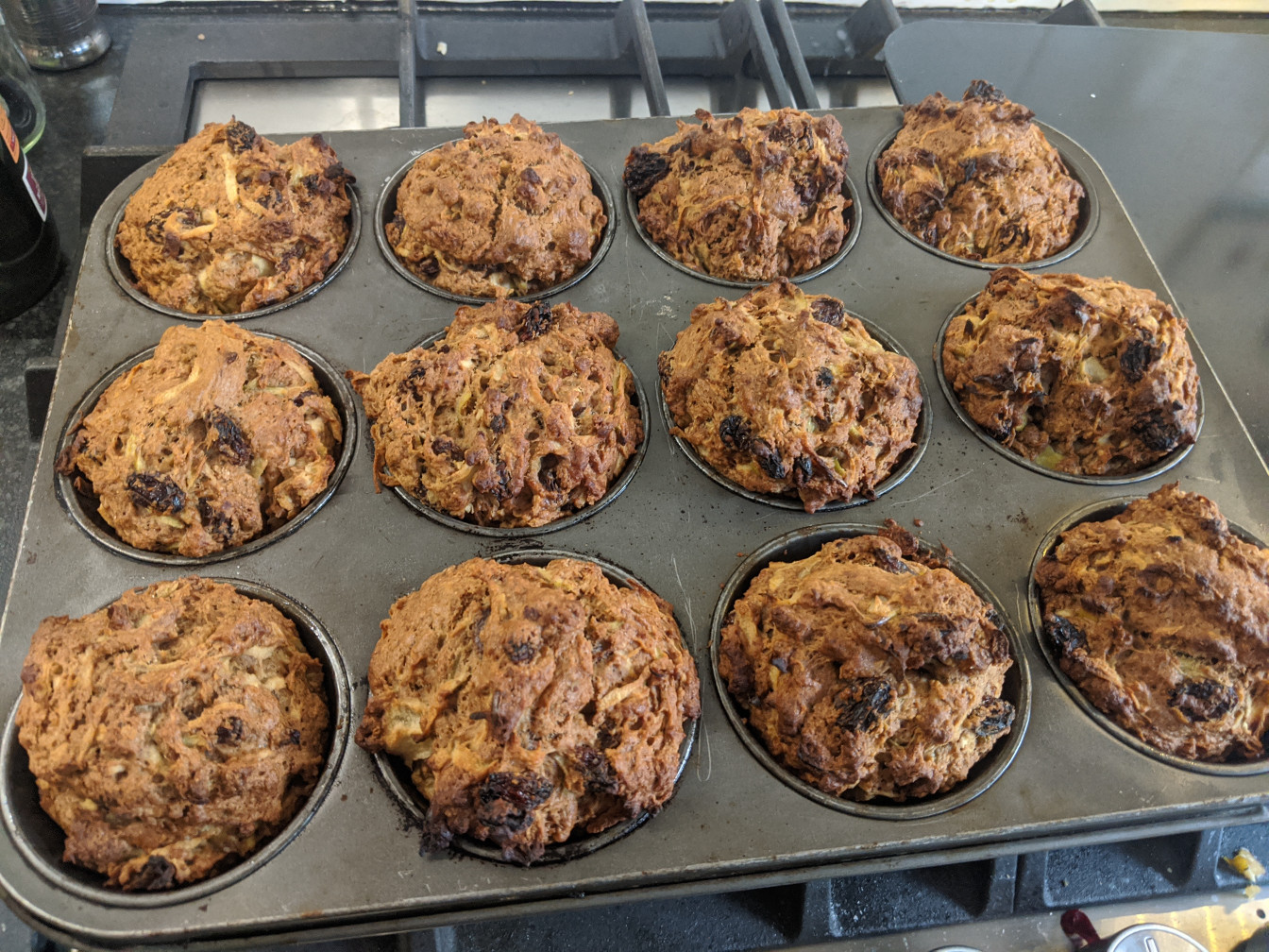 Apple muffins in a tray