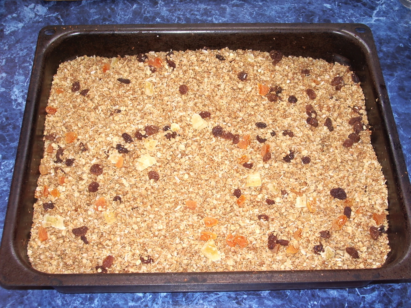A tray of baked muesli