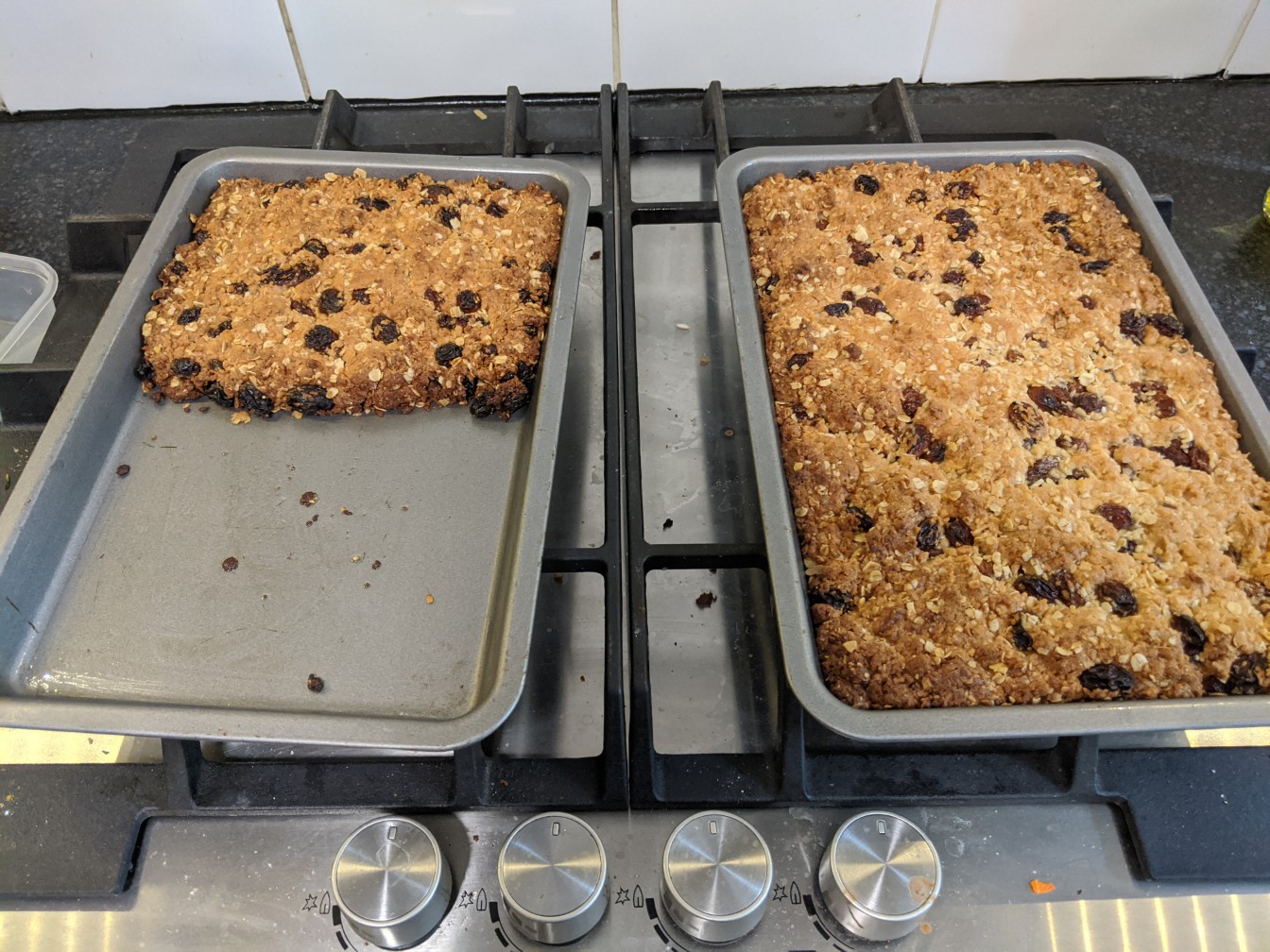 Muesli slice on two trays